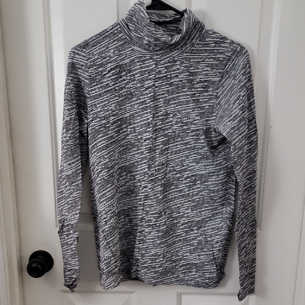 Athleta Black and White Turtleneck Sweater